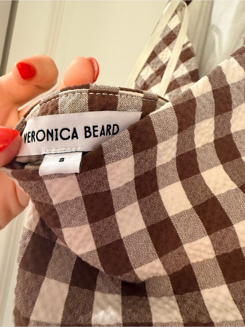 Veronica Beard Mackey Gingham Seersucker Halter Dress - Picture 10 of 10
